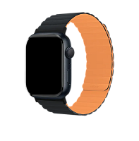 Ремешок магнитный силиконовый uBear для Apple Watch 42/44/45/49mm (M/L, черный/оранжевый)
